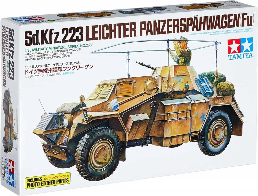 Tamiya – Sd.Kfz.223 Leichter Panzerspähwagen(Fu) Apima nuotraukas išgraviruotas dalis, 1/35, 35268