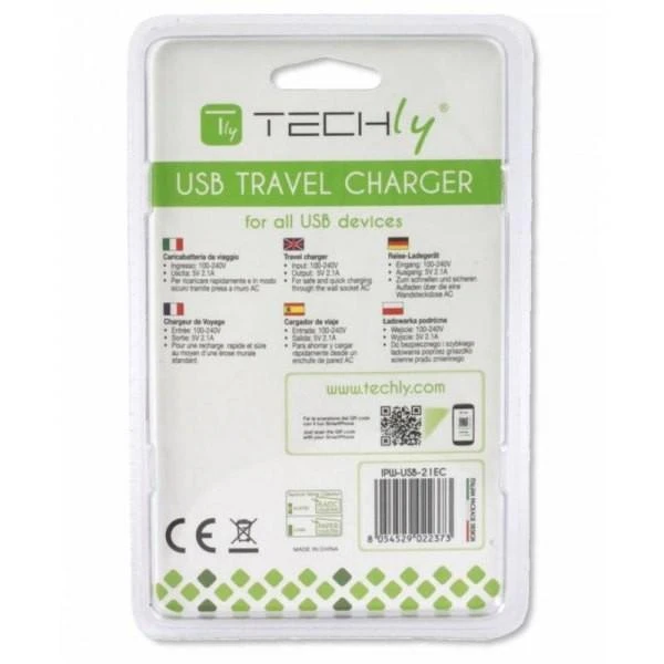 Techly IPW-USB-21EC mobiliojo įrenginio kroviklis Vidaus Balta