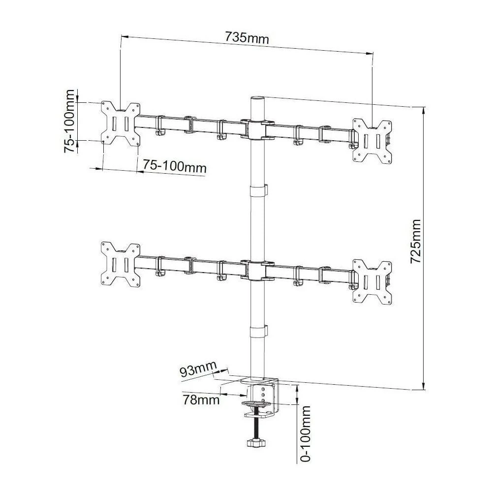 Laikiklis TECHLY 027521 Techly Keturvietis stalinis LED/
