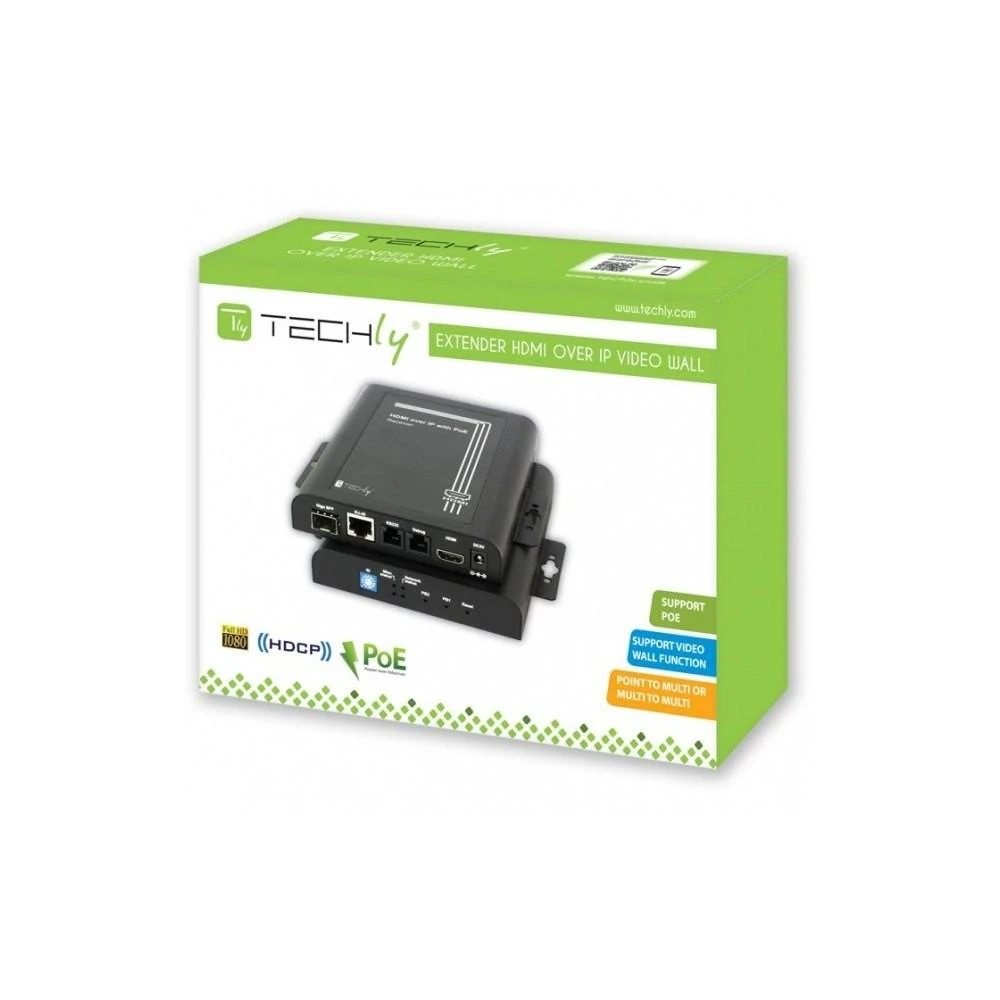 „Techly 020515“ HDMI ilgintuvo imtuvas per susuktą porą, RJ45 PoE, skirtas televizoriaus sienai