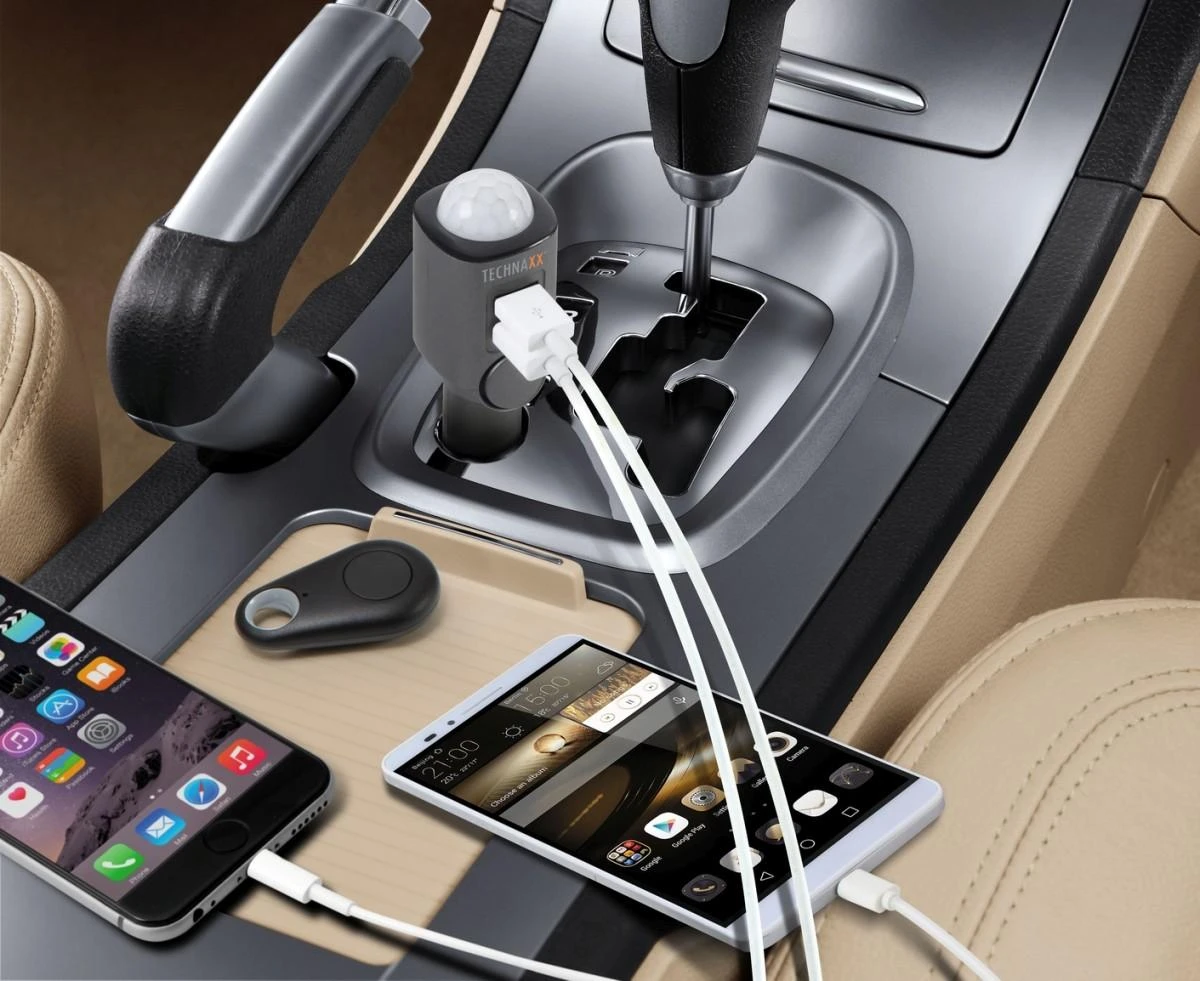 Universali signalizacija, automobilinis USB įkroviklis Technaxx Universal Mobile & Auto Alarm TX-100