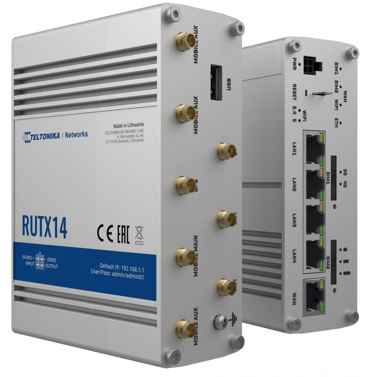 Šakotuvas TELTONIKA IOT ROUTER RUTX14 2XLTE(CAT12)+ETH+WIFI