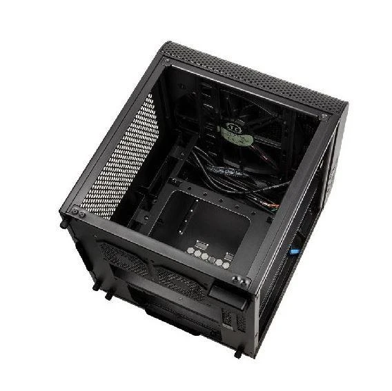 THERMALTAKE Core V1 Mini-ITX Case 2x USB 3.0 ir 1x HD Audio I/O jungtis viršuje, vienas iš anksto įdiegtas 200 mm ventiliatorius