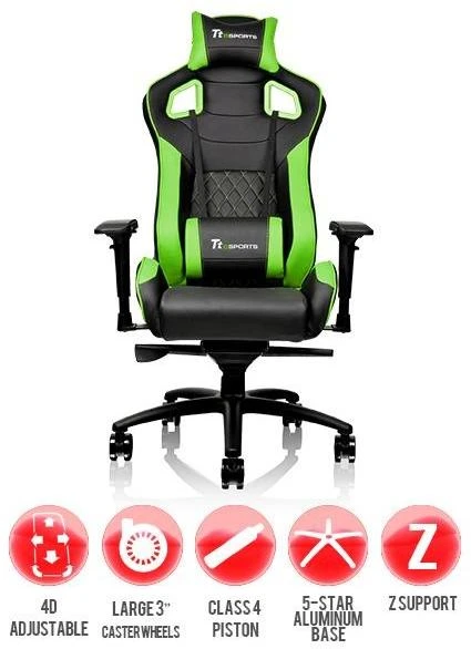 Žaidimų kėdė Thermaltake Ttesports GT Fit Gaming Chair, Juoda-žalia