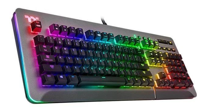 Klaviatūra Thermaltake Level 20 RGB KB-LVT-SSSRUS-01 (mechaninė, Audio, USB 2.0, (DE)key.lay., titano spalva