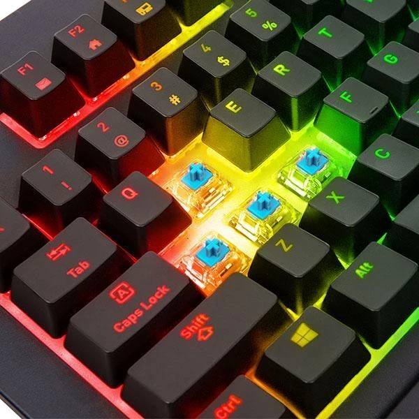 Klaviatūra Thermaltake Premium X1 RGB Cherry MX Mėlyna Sidabrinis KB-TPX-SSBRUS-01 (mechaninė, USB 2.0, juodos spalvos