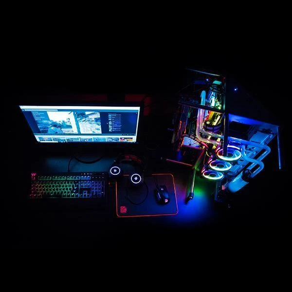 Klaviatūra Thermaltake Premium X1 RGB Cherry MX Mėlyna Sidabrinis KB-TPX-SSBRUS-01 (mechaninė, USB 2.0, juodos spalvos