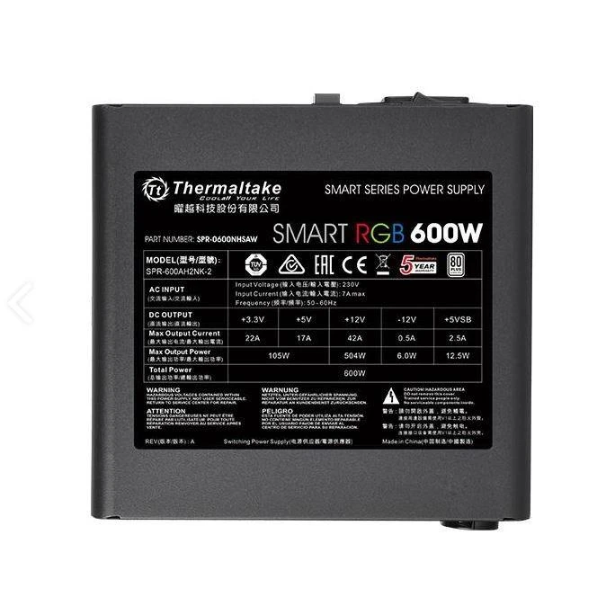 Thermaltake Smart 600W maitinimo bloko techninė etiketė