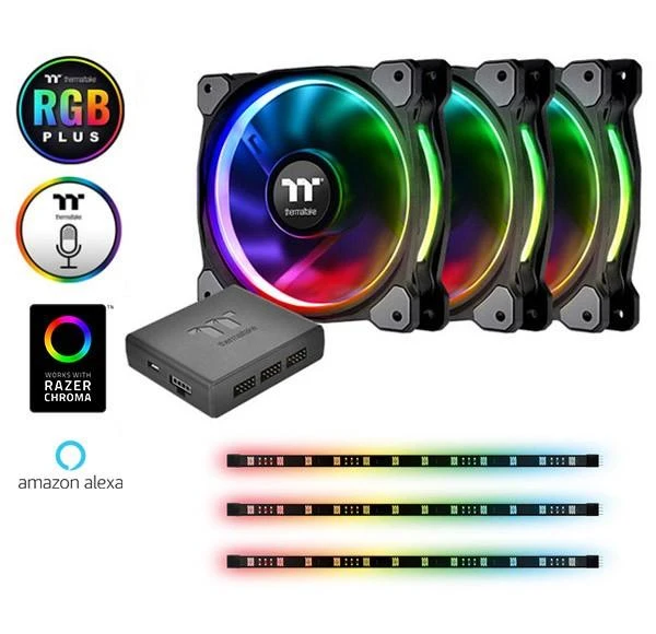 Thermaltake Riing Plus 12 RGB 3-pack ventiliatorius + Hub + 3 LED juostos (CL-F076-PL12SW-A)