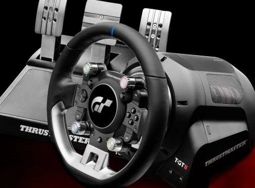 Žaidimų vairas Thrustmaster T−GT II + Baza, Juodos spalvos