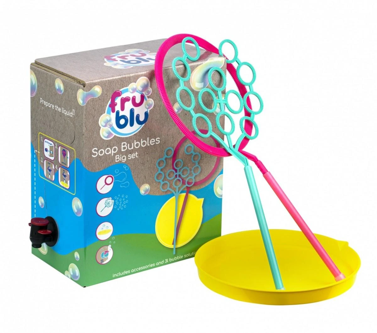 TM Toys Rinkinys muilo burbulams Fru Blu Eco 3 l su priedais