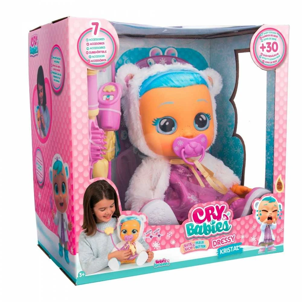 Lėlė kūdikis su priedais Tm Toys Cry Babies Kristal Gets Sick & Feels Better