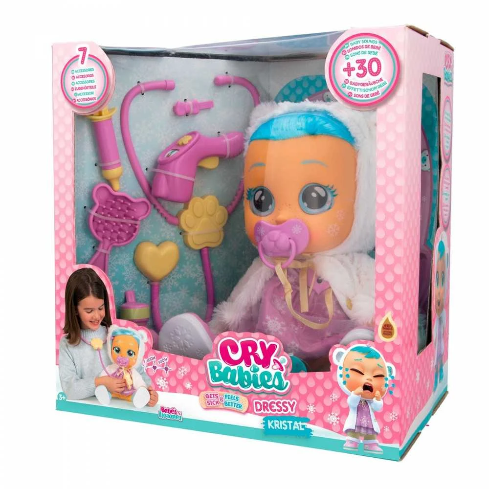Lėlė kūdikis su priedais Tm Toys Cry Babies Kristal Gets Sick & Feels Better