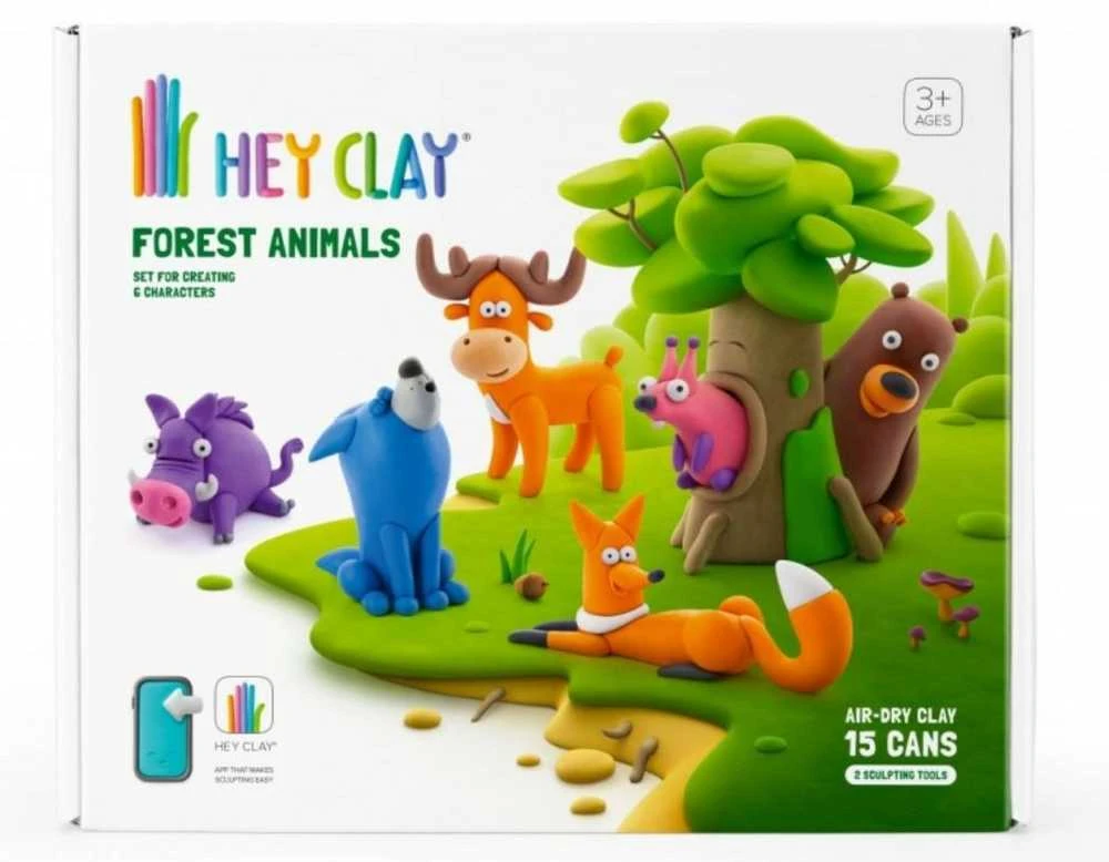 TM Toys Rankdarbių rinkinys Hey Clay miško gyvūnai su priedais