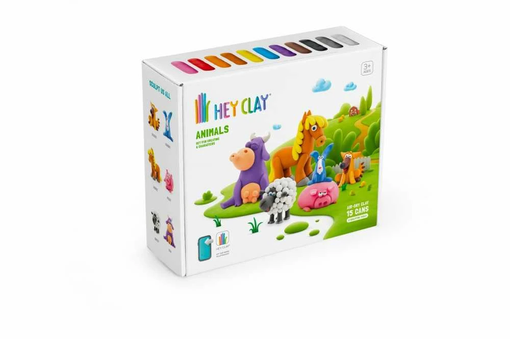 TM Toys Rankdarbių rinkinys Hey Clay gyvūnai 15 spalvų