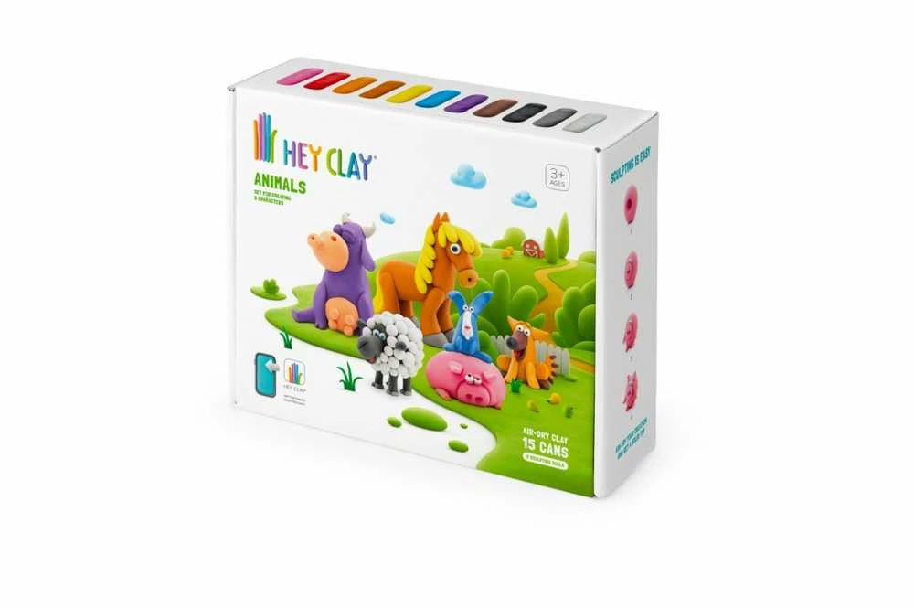 TM Toys Rankdarbių rinkinys Hey Clay gyvūnai 15 spalvų