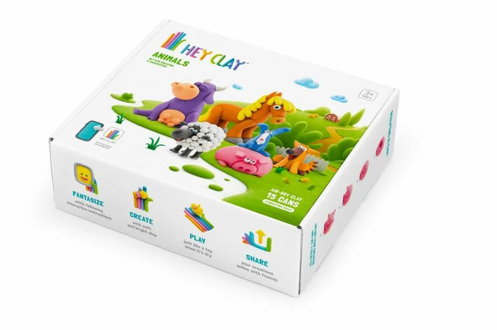TM Toys Rankdarbių rinkinys Hey Clay gyvūnai 15 spalvų