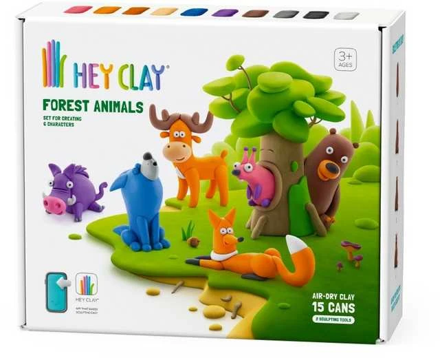 TM Toys Rankdarbių rinkinys Hey Clay miško gyvūnai su priedais