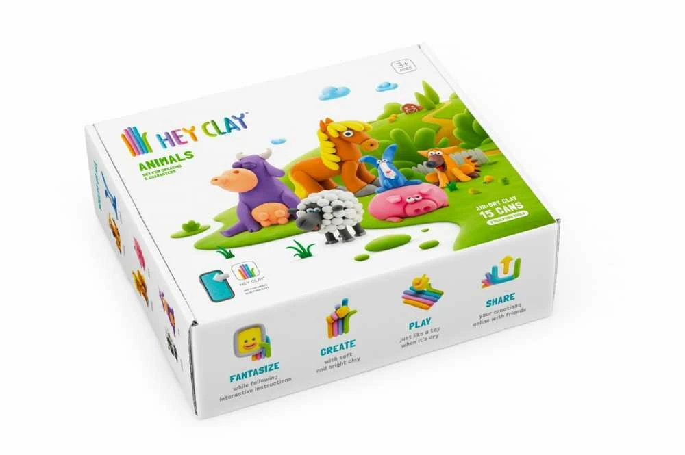 TM Toys Rankdarbių rinkinys Hey Clay gyvūnai 15 spalvų