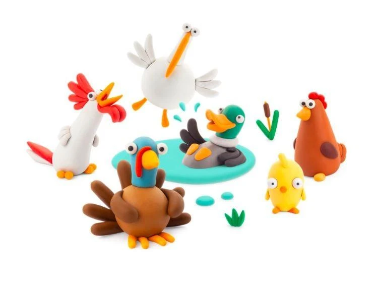 Tm Toys Hey Clay - Plastikinė masė paukščių modeliavimui su ferma