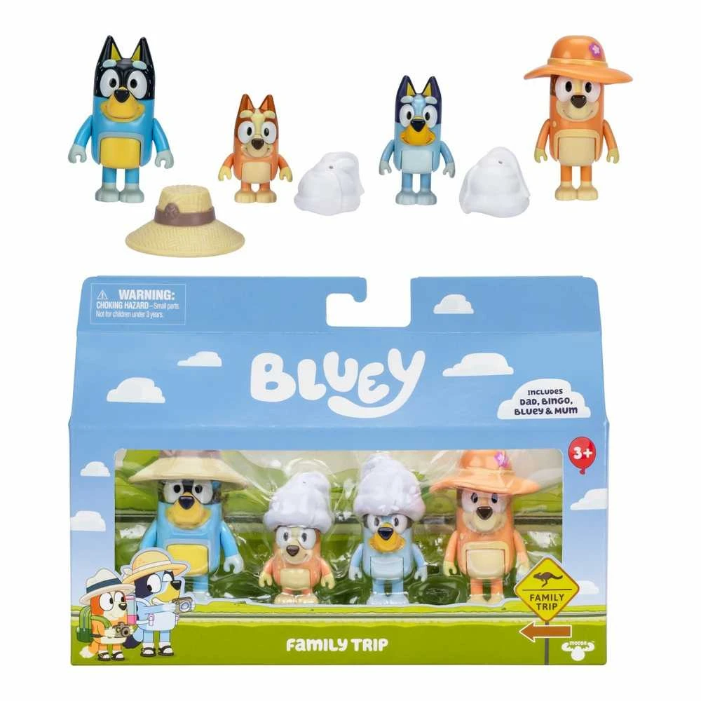 TM Toys BLUEY atostogų figūrėlė 4 vnt. šeimos kelionėms