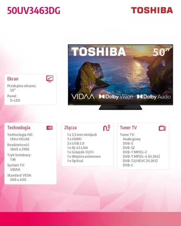 Toshiba 50 colių 4K HDR Ultra HD televizorius