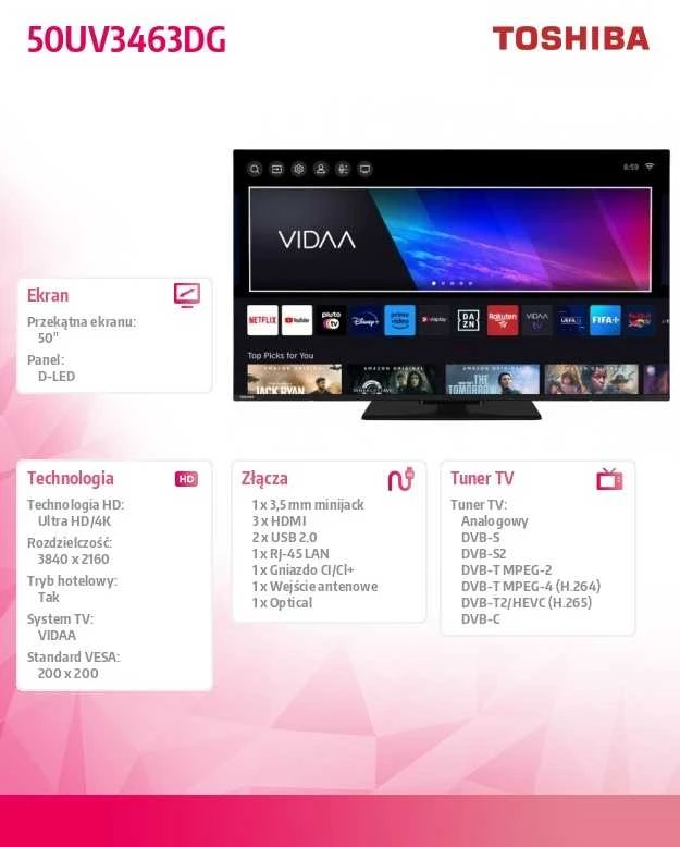 Toshiba 50 colių 4K HDR Ultra HD televizorius