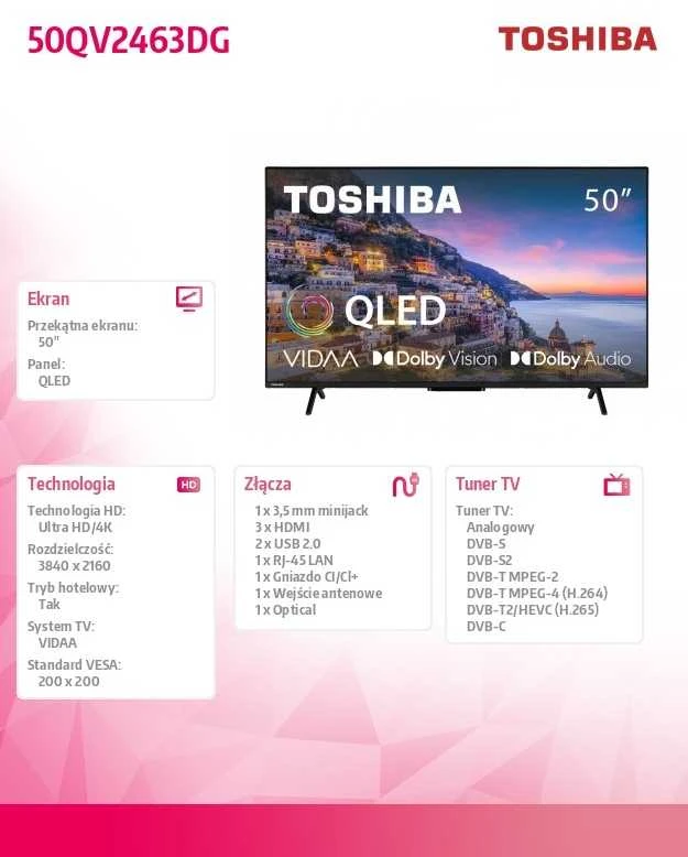 Toshiba QLED 50 colių televizorius 50QV2463DG