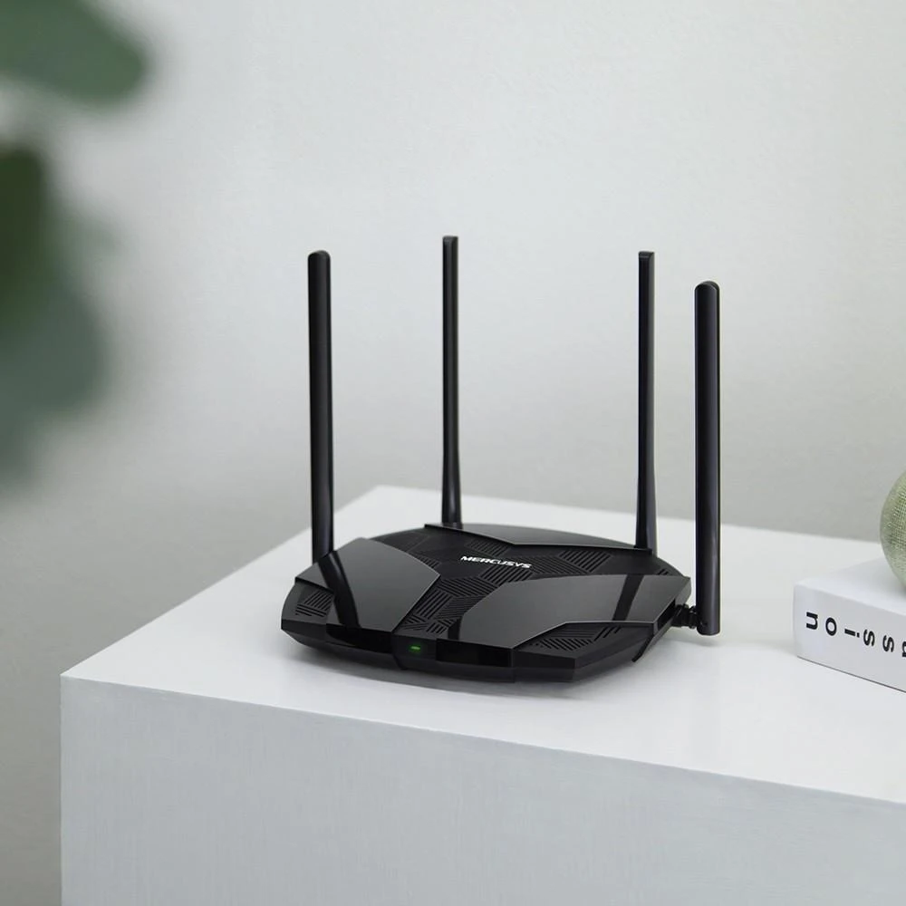 Mercusys | Dviejų dažnių „Wi-Fi 6“ maršrutizatorius | MR80X AX3000 | 802.11ax | 2402+574 Mbit/s | Ethernet LAN (RJ-45) jungtys 3x Gigabit LAN | Tinklo palaikymas: Taip | MU-MiMO: Taip | Ne, mobilusis plačiajuostis ryšys | Antenos tipas: Išorinė