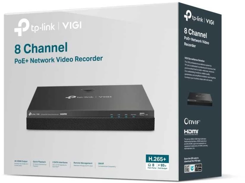 Tinklo Priedas - TP-LINK VIGI NVR2008H-8MP 8MP, PoE+, USB 2.0, eSATA