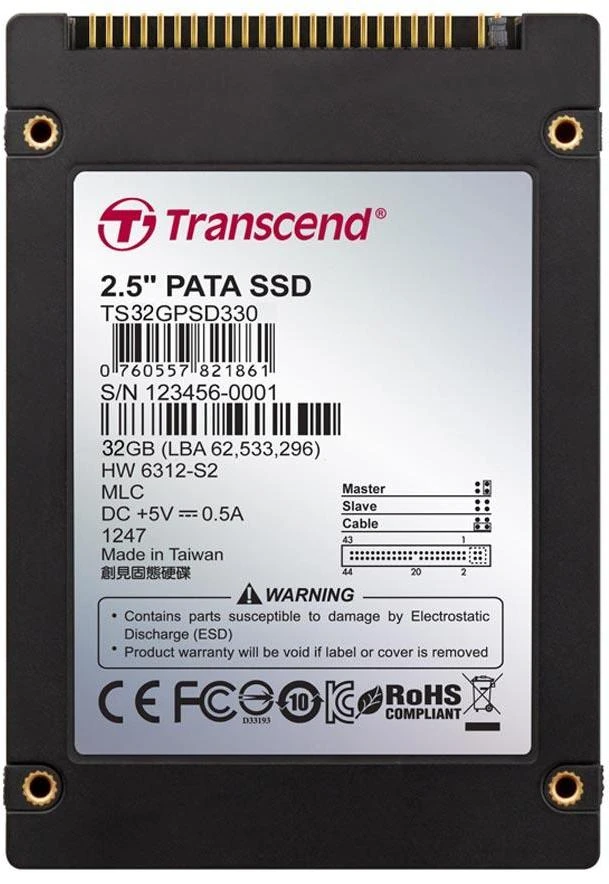 TRANSCEND 32GB SSD 6,35 cm 2,5 colio IDE MLC