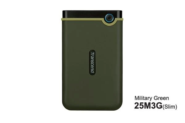 Kietasis diskas TRANSCEND 2TB StoreJet 25M3G USB 3.1 2.5 guminis dėklas su apsauga nuo smūgių, Military Žalias Slim