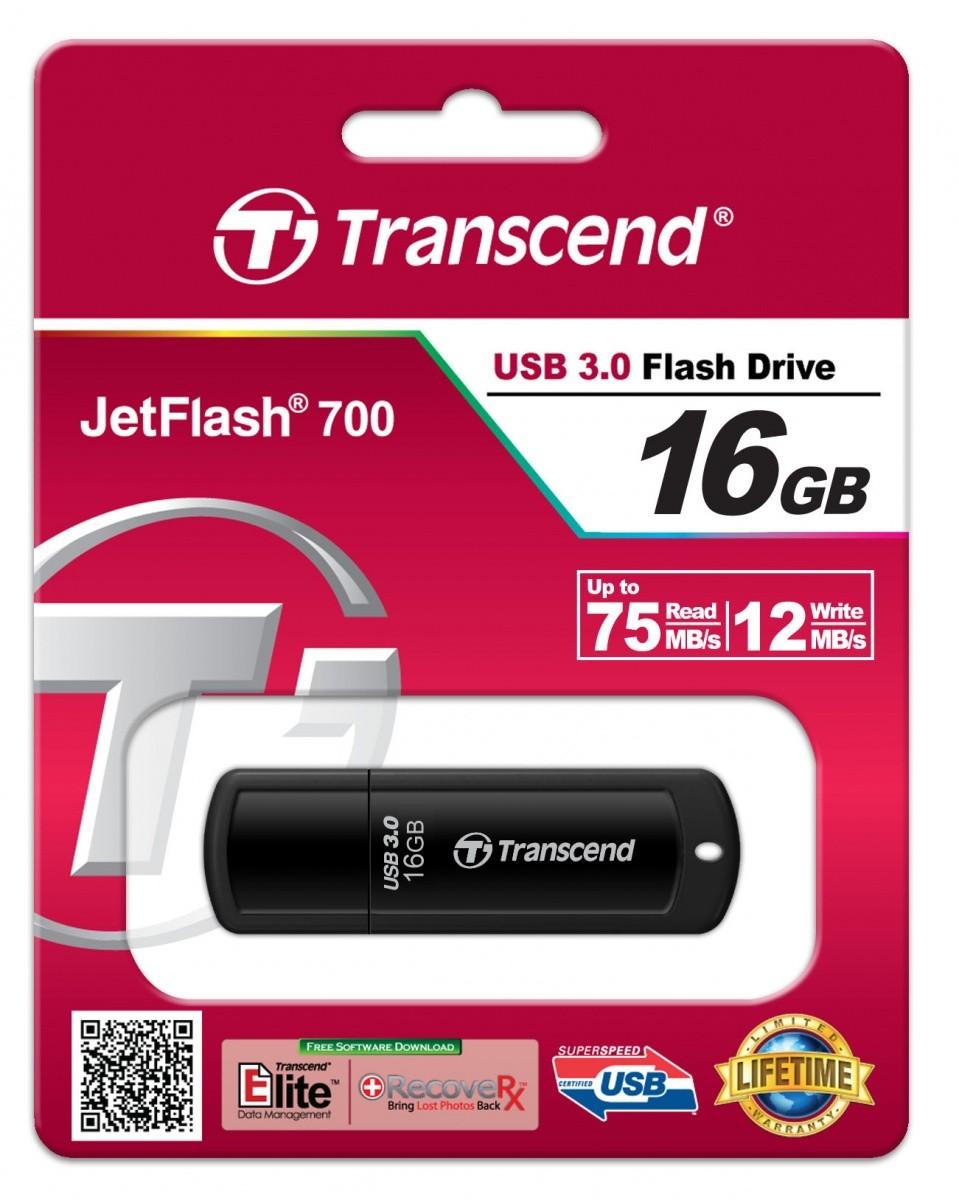 TRANSCEND JetFlash 700 16GB USB 3.0 atmintis