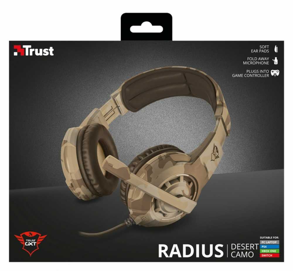 Žaidimų ausinės Trust GXT 310D Radius, Desert Camo, 22208