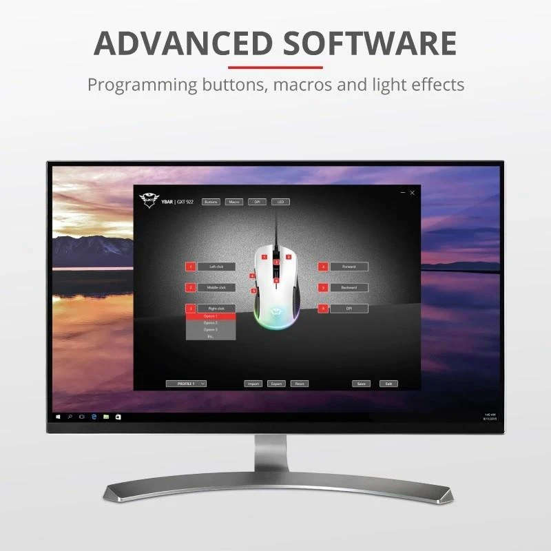TRUST GXT 922 YBAR pelė su laidu | 7200 DPI