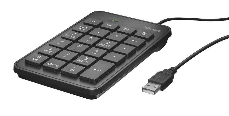 Klaviatūra Trust 22221 numeric keypad Nešiojamas kompiuteris/PC USB Juodas