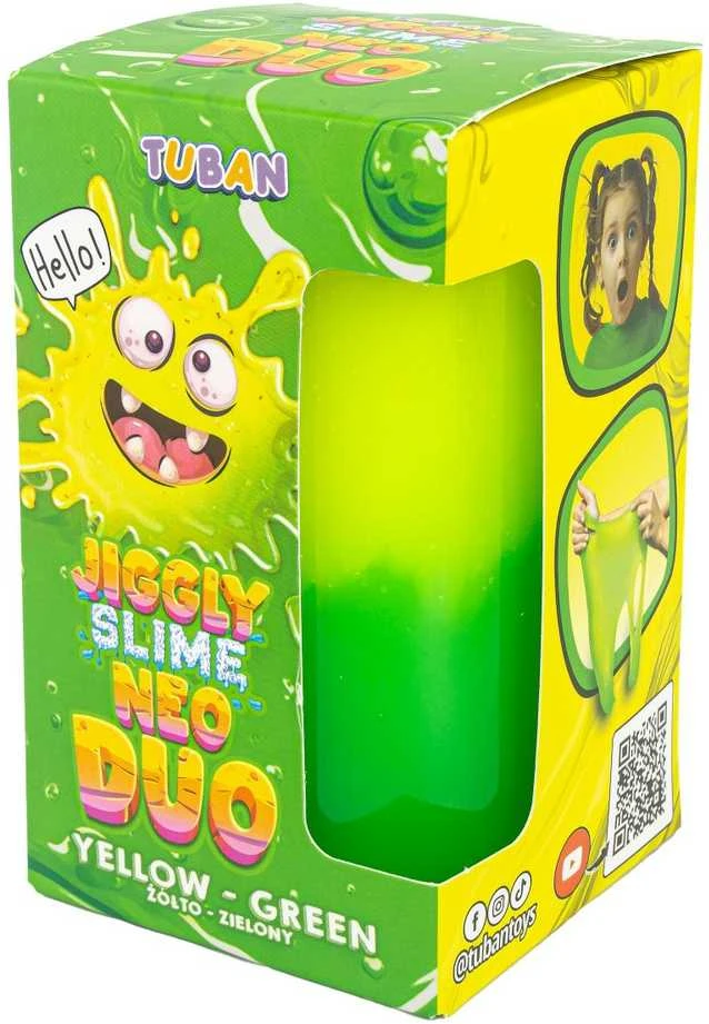 Tuban Jiggly Slime - Gleivės - Neoninis Duetas - Geltona-Žalia (430 g)