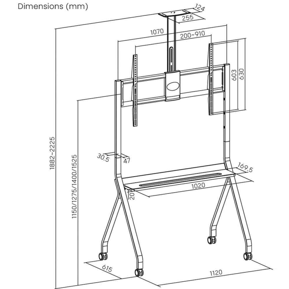 Laikiklis ART MOBILE STAND+TV MOUNT 55-100inch 120KG S-14 Vesa 900x600 HEAVY DUTY