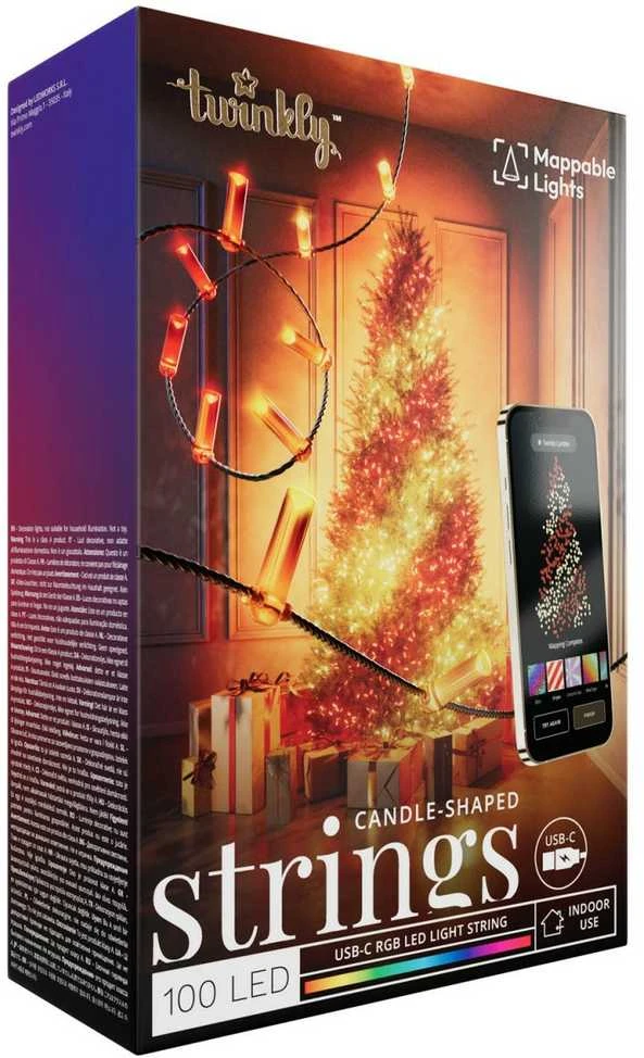 Kalėdinė girlianda Twinkly Candies 100 RGB LED USB- C, žalios spalvos laidas