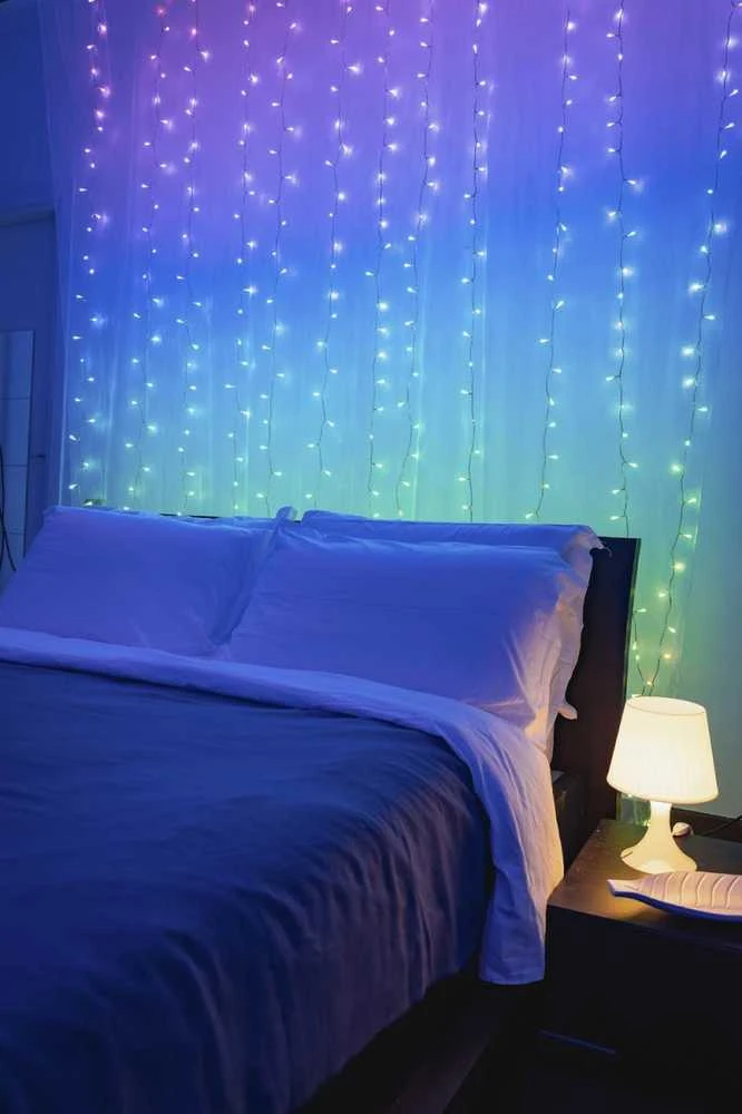 Kalėdinė išmanioji lempučių girlianda Twinkly Curtain 210L 5mm RGBW, užuolaidos, daugiaspalvės