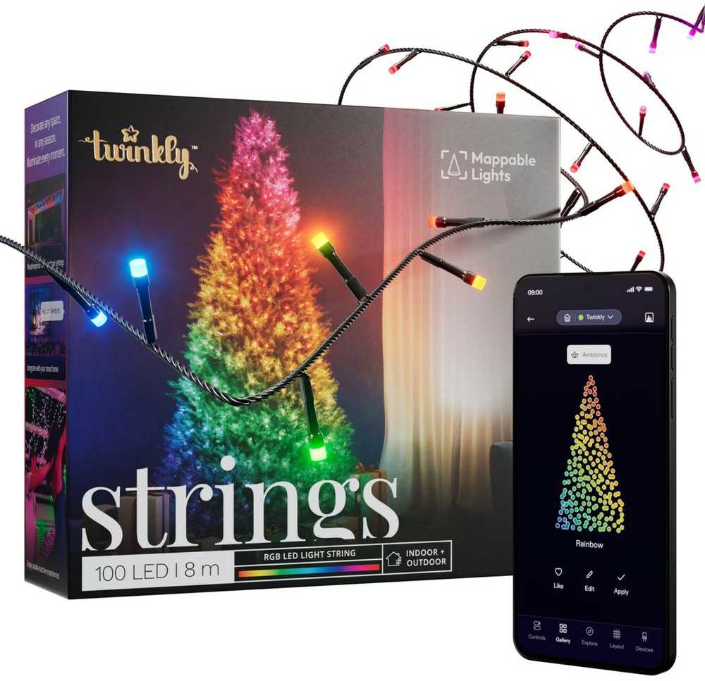 Kalėdinė išmanioji lempučių girlianda Twinkly Strings 100 LED, RGB, daugiaspalvės