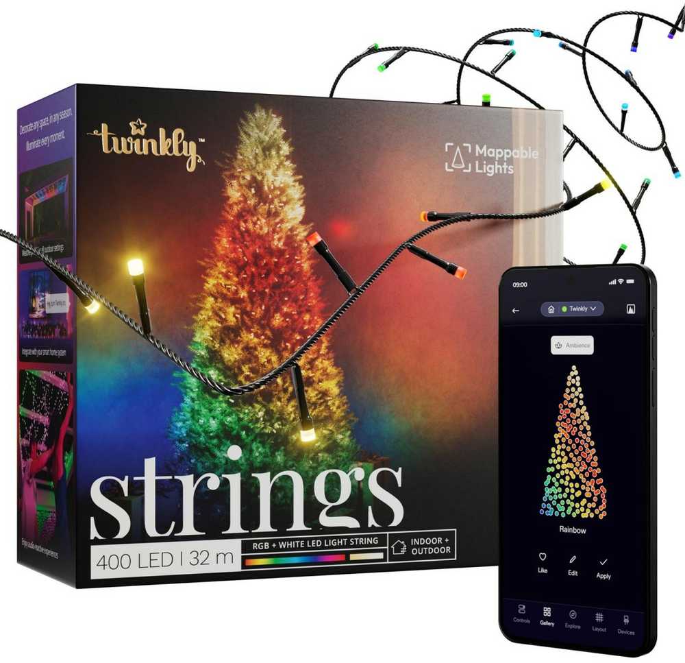 Kalėdinė išmanioji lempučių girlianda Twinkly Strings 400L 5mm RGBW