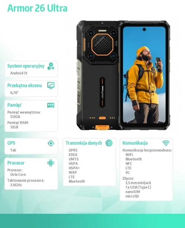 ULF Ulefone Armor 26 Ultra 5G 12/512GB Juodas