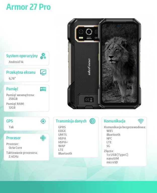 Ulefone Armor 27 Pro 5G 12/256GB Juodas
