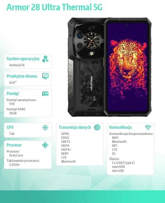 Ulefone Armor 28 Ultra Thermal 5G 16/1TB Juodas