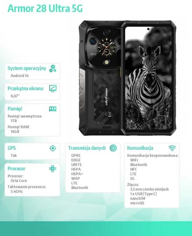 Ulefone Armor 28 Ultra 5G 16/1TGB Juodas