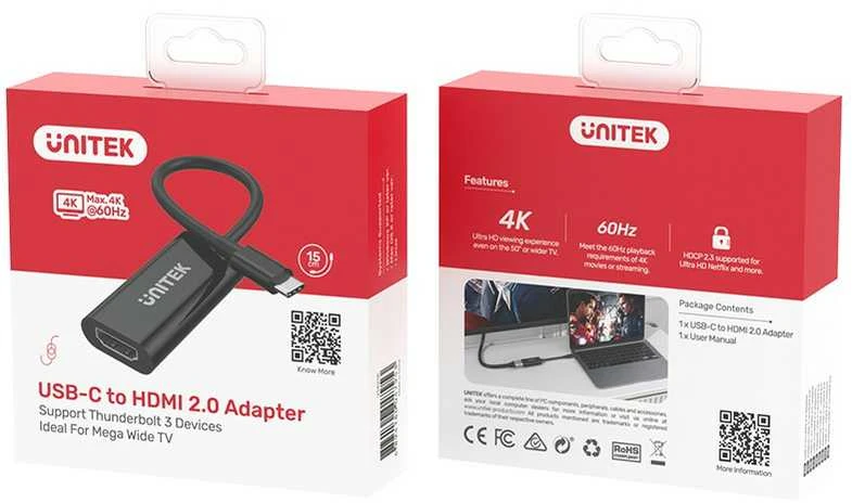 UNITEK V1421A adapteris USB-C – HDMI 2.0a 4K 60Hz