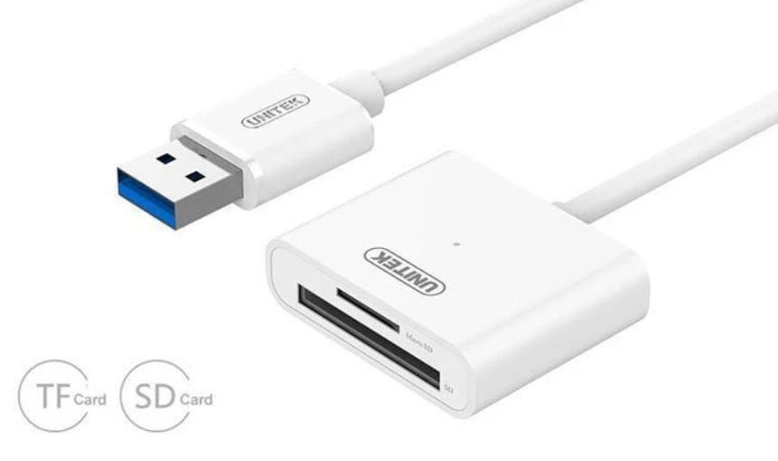 Baltas Unitek USB 3.0 kortelių skaitytuvas