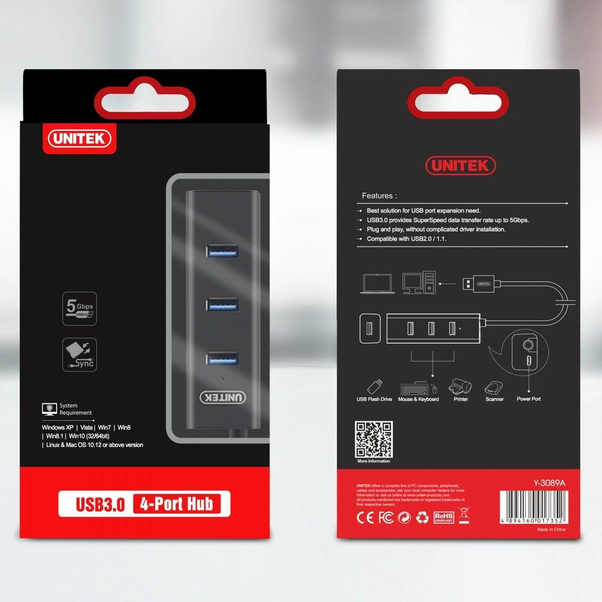 UNITEK Y-3089 Unitek Hub 4x USB 3.0. Y-3089