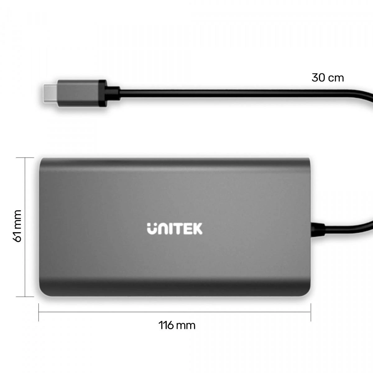 UNITEK D1019B HUB 8IN1 USB-C 3.1 maitinimo tiekimas 100 W